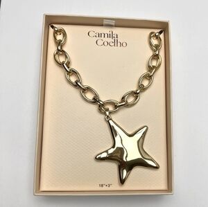 💛🔹️Camila Coelho🔹️beautiful Viral SHINY STAR medallion pendant 18" Necklace
